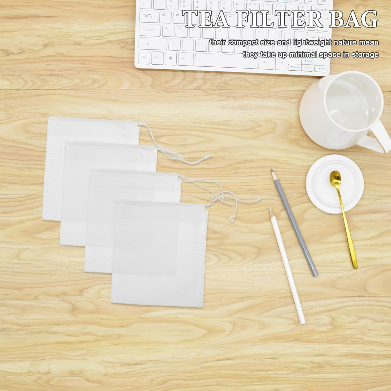 OHPHCALL Loose Tea Storage Sachets 100Pcs Tea Infuser Holder Reusable Sachets Drawstring Filter image number 2