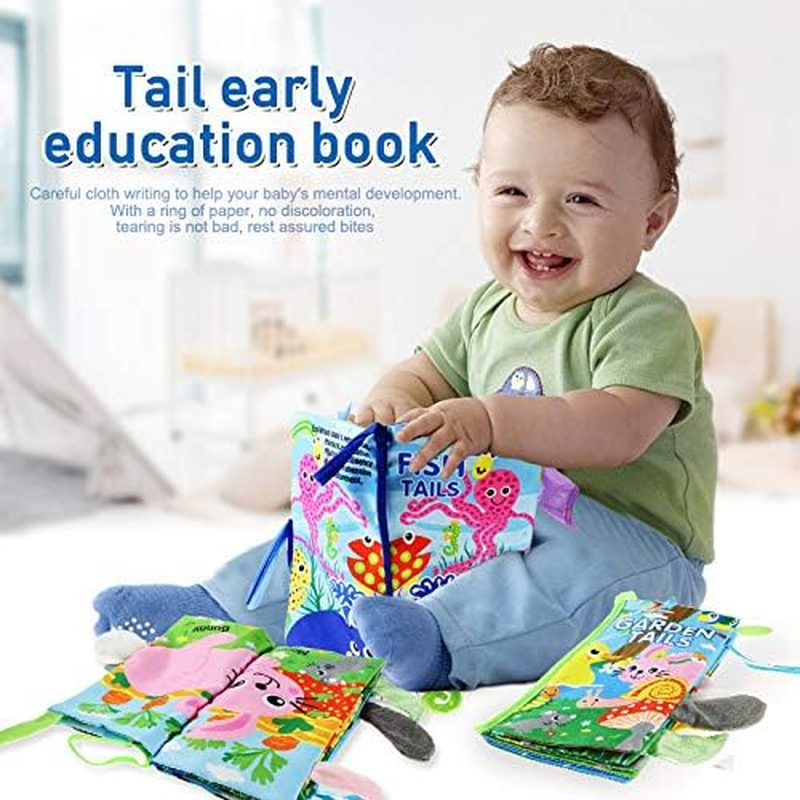 Coolplay Soft Cloth Book with Animal Tails, Color Animal Printed Fabric Cloth Book, Educational and Learning Soft Cloth Book for Babies, Pack of 2 image number 3