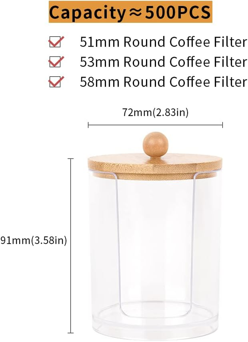 Watchget Espresso Paper Filter Holder with Lid Acrylic Coffee Filter Dispenser Compatible with 51Mm/54Mm/58Mm round Paper Filters