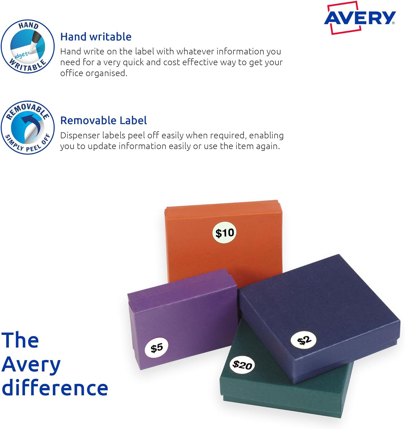 Avery round Dispenser Labels - Removable Price Stickers - Identification Labels - Office Supplies - White, 24 Mm, 550 Labels / 1 Roll (937202) image number 1