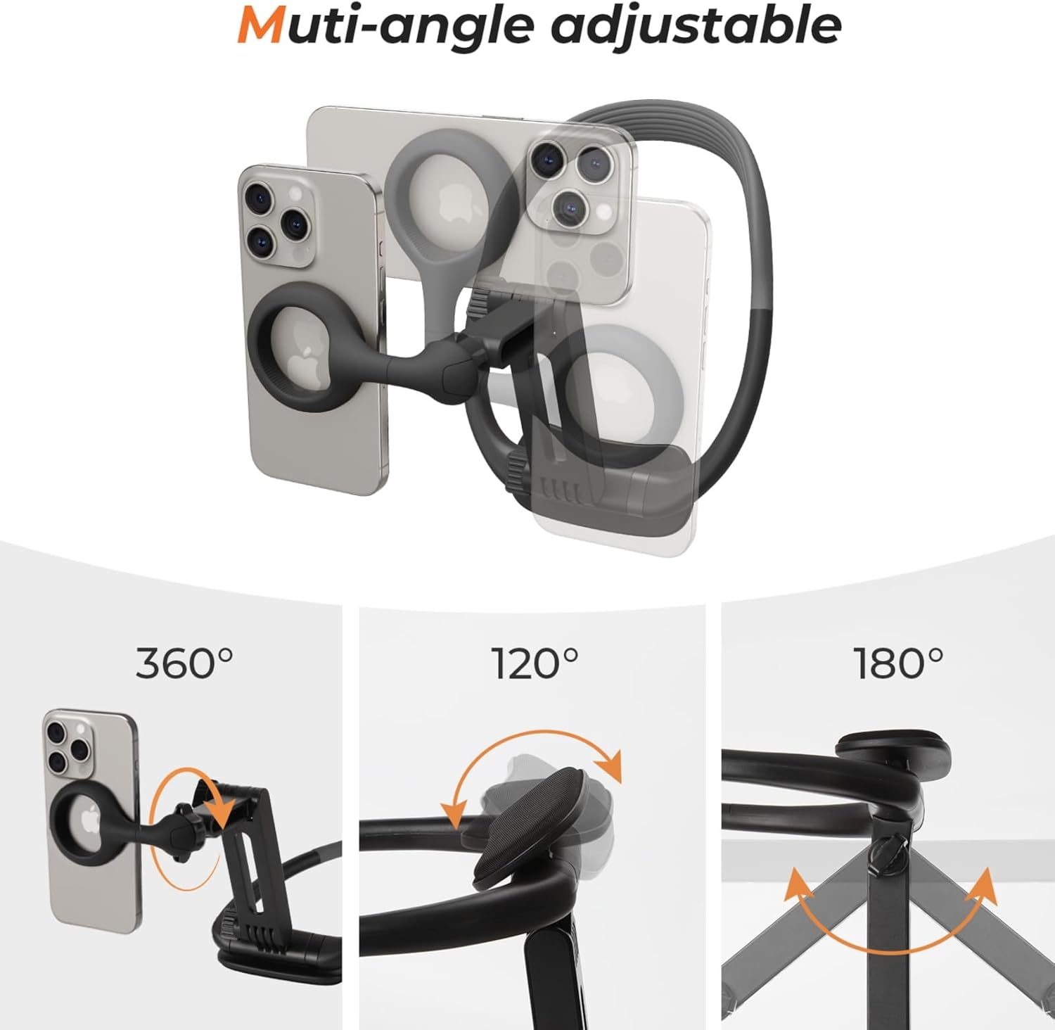 Magnetic Neck Cell Phone Holder, Hands Free Phone Stands Mount for Neck, Neck Holder Chest Stand Pov/Vlog Video Recording & Filming, Neck Tripod for Iphone 16 15 14 13 12 Seires image number 2