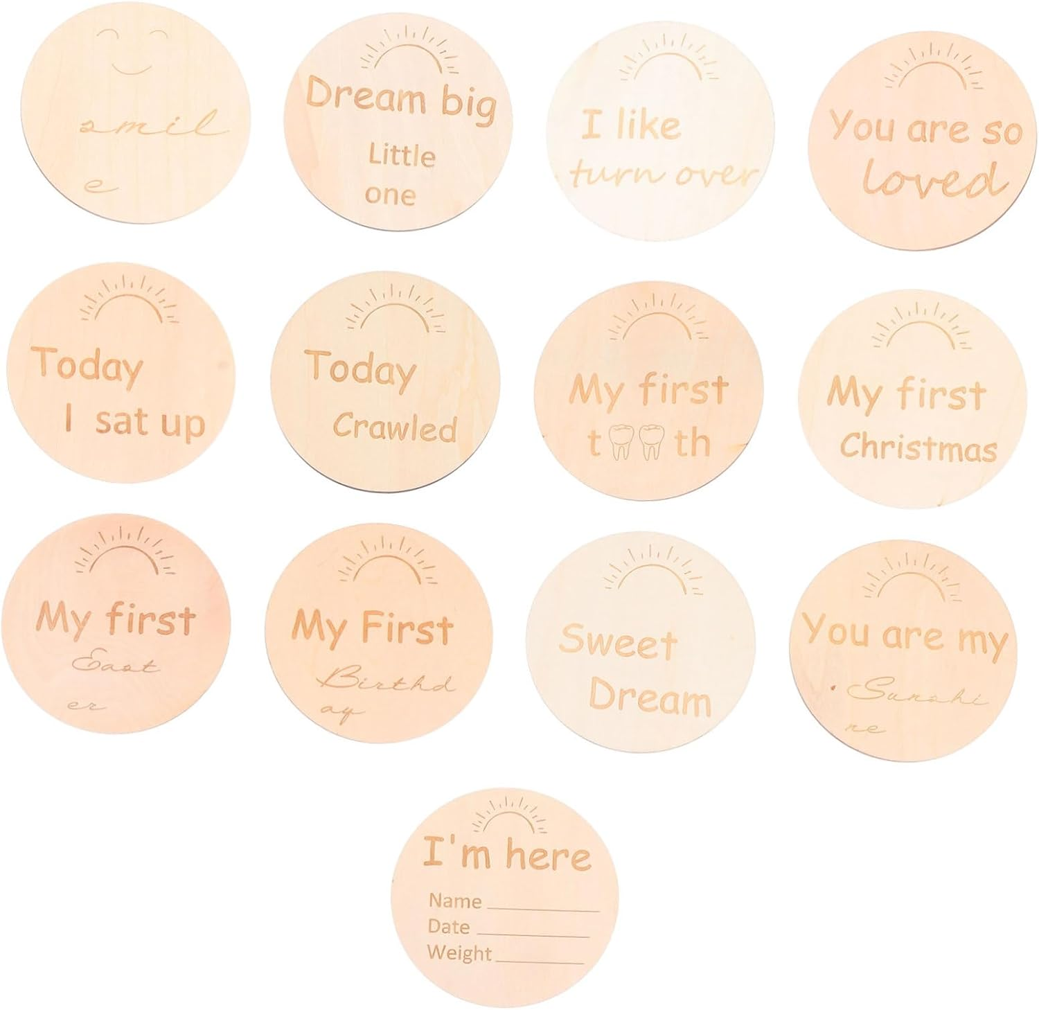 13Pcs Wooden Monthly Milestone Cards Birthday Milestone Cards Growth Recording for Newborn Photoshoot image number 3