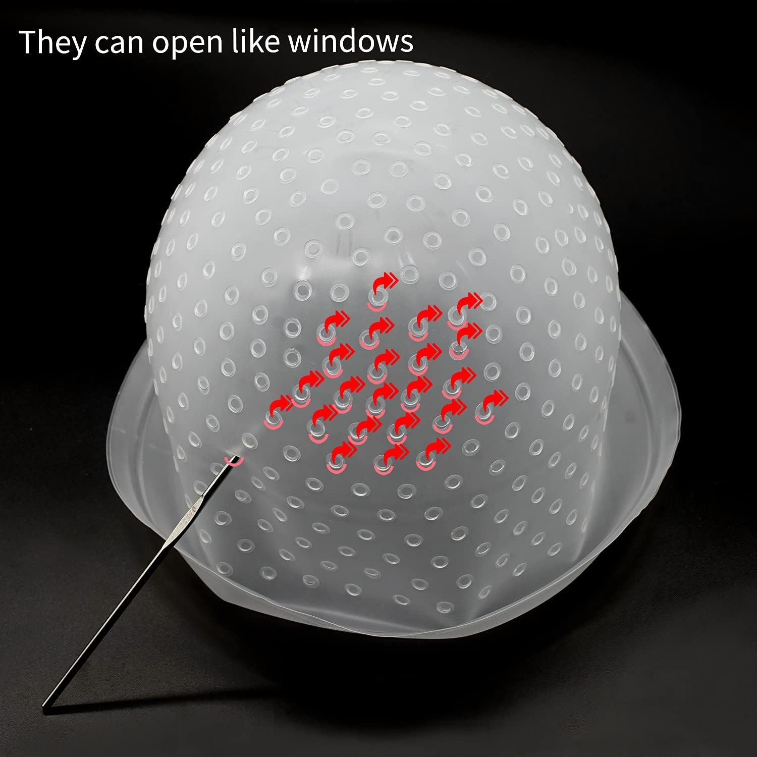 Pre Holes Highlighting Cap Reusable Bleaching Silicone Hair Highlight Cap with Hook Thick Hair Cap for Highlights DIY Dyeing Color image number 5