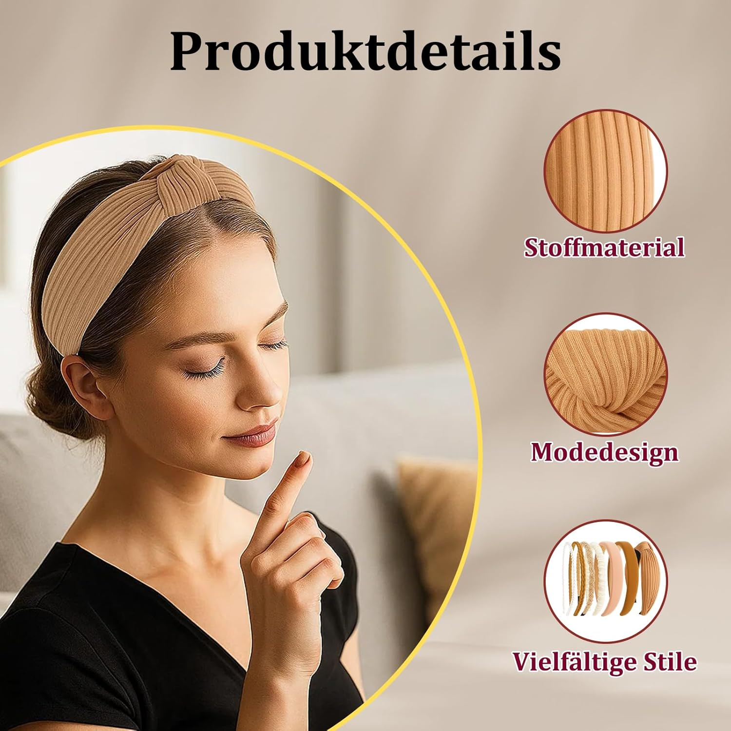 Women'S Elegant Headband, Girls' Head Decoration, Set of 7 in Coffee Brown, Leisure, Headband for Yoga, Wedding and Cosplay, Headband for Women and Girls image number 3