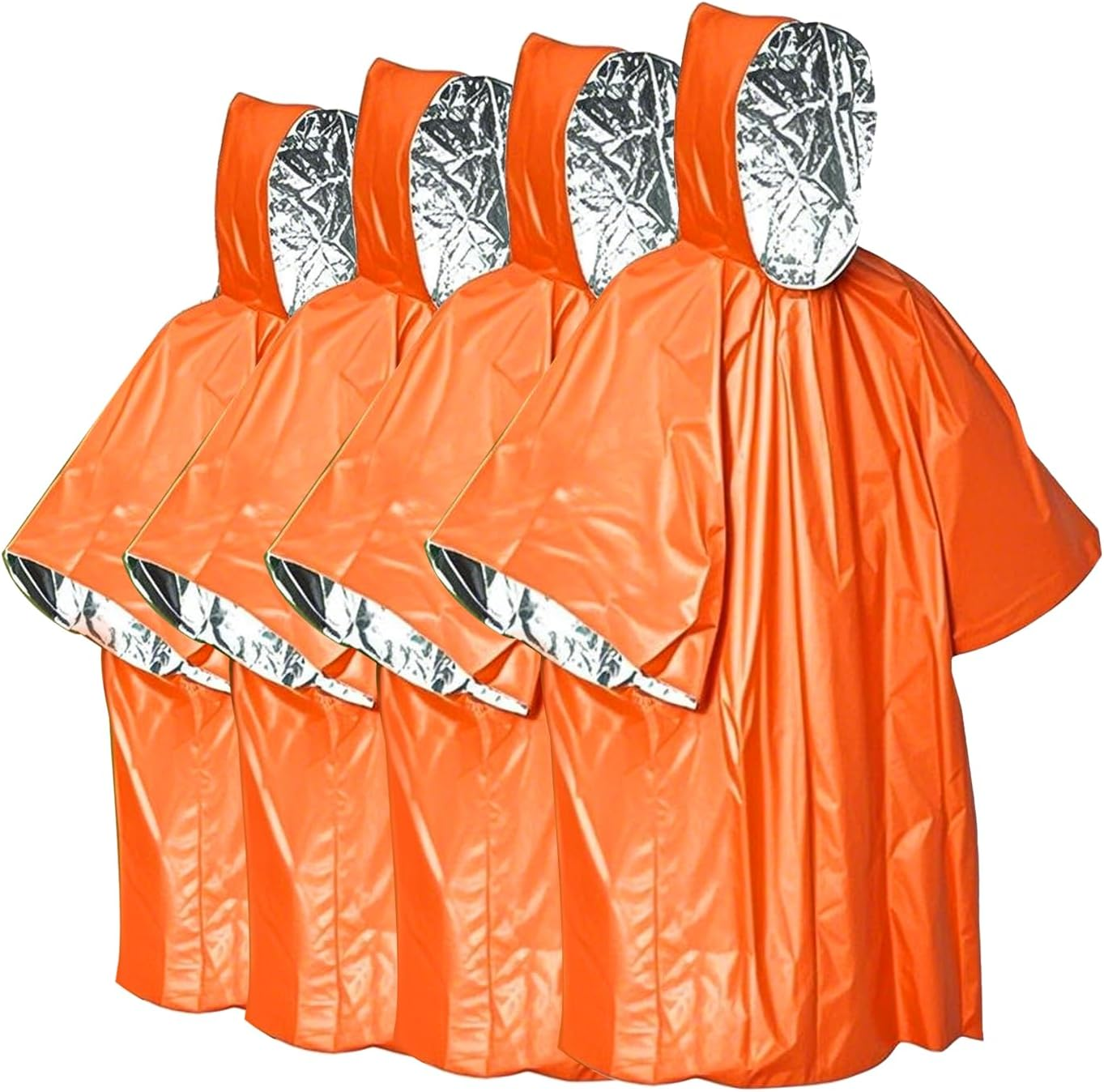 Survival Kit Emergency Blanket & Poncho - Waterproof Windproof Rain Poncho with Mylar Liner for Camping & Hiking Equipment, Outdoor Gear, Car Emergencies（4 Pack）
