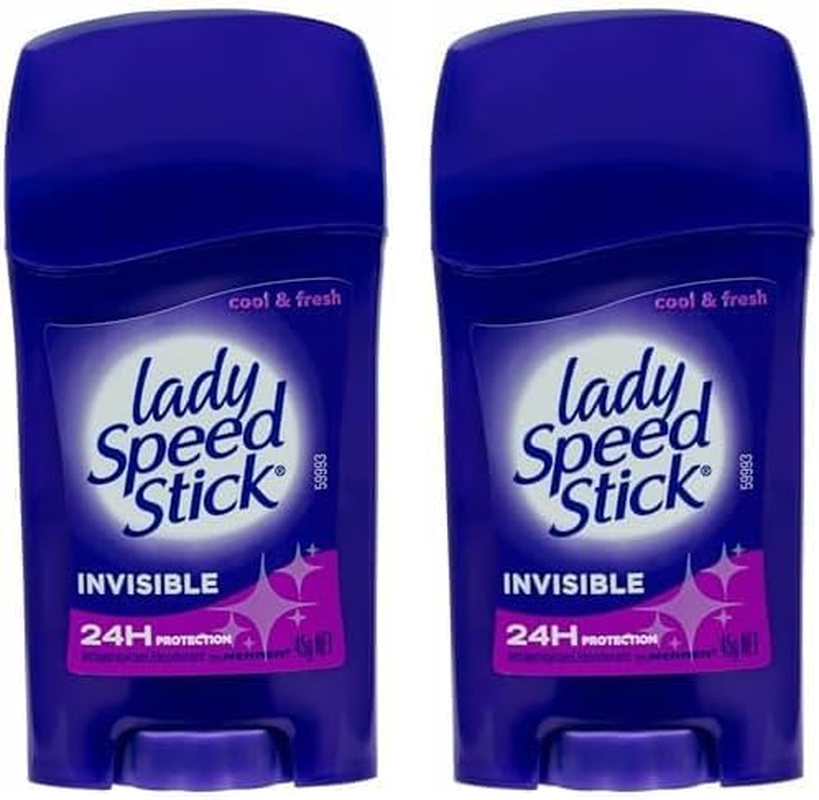 Mennen Lady Speed Stick, Women'S Antiperspirant Deodorant, 45G, Invisible Cool and Fresh Roll On, 24Hr Protection (Pack of 2)