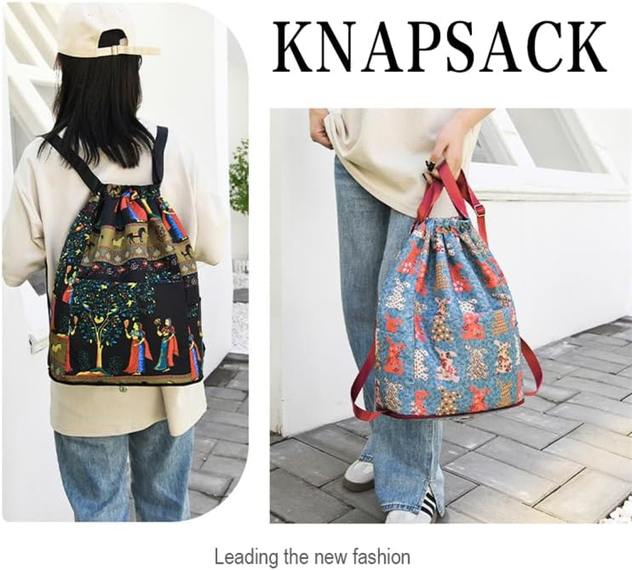 Drawstring Foldable Large Capacity Dry-Wet Separation Travel Sports Backpack, Exotic Drawstring Gym Sack Backpack Bag