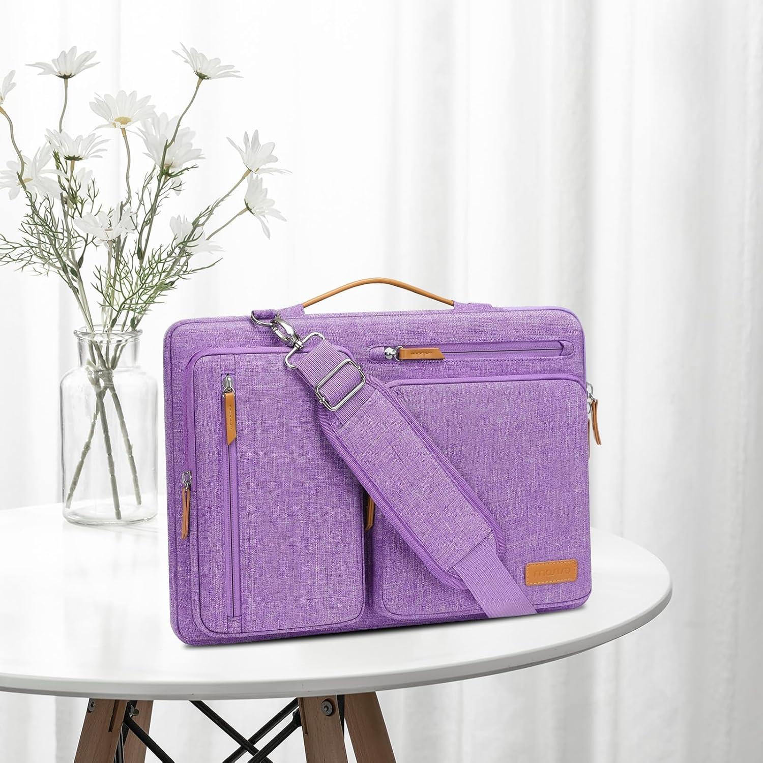 MOSISO 360 Protective Laptop Shoulder Bag, Computer Bag, Side Open Messenger with 4 Zipper Pockets&Handle image number 5