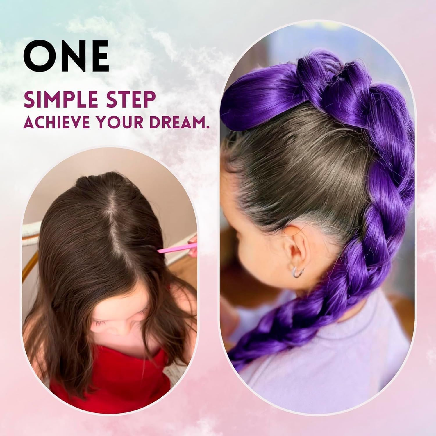 Purple Braid Hair Extensions Long Ponytail Synthetic Fiber 26 Inch Easy Clip in Ponytail for Girl Women Kpop Character Cosplay Wig Costume Accessories image number 3