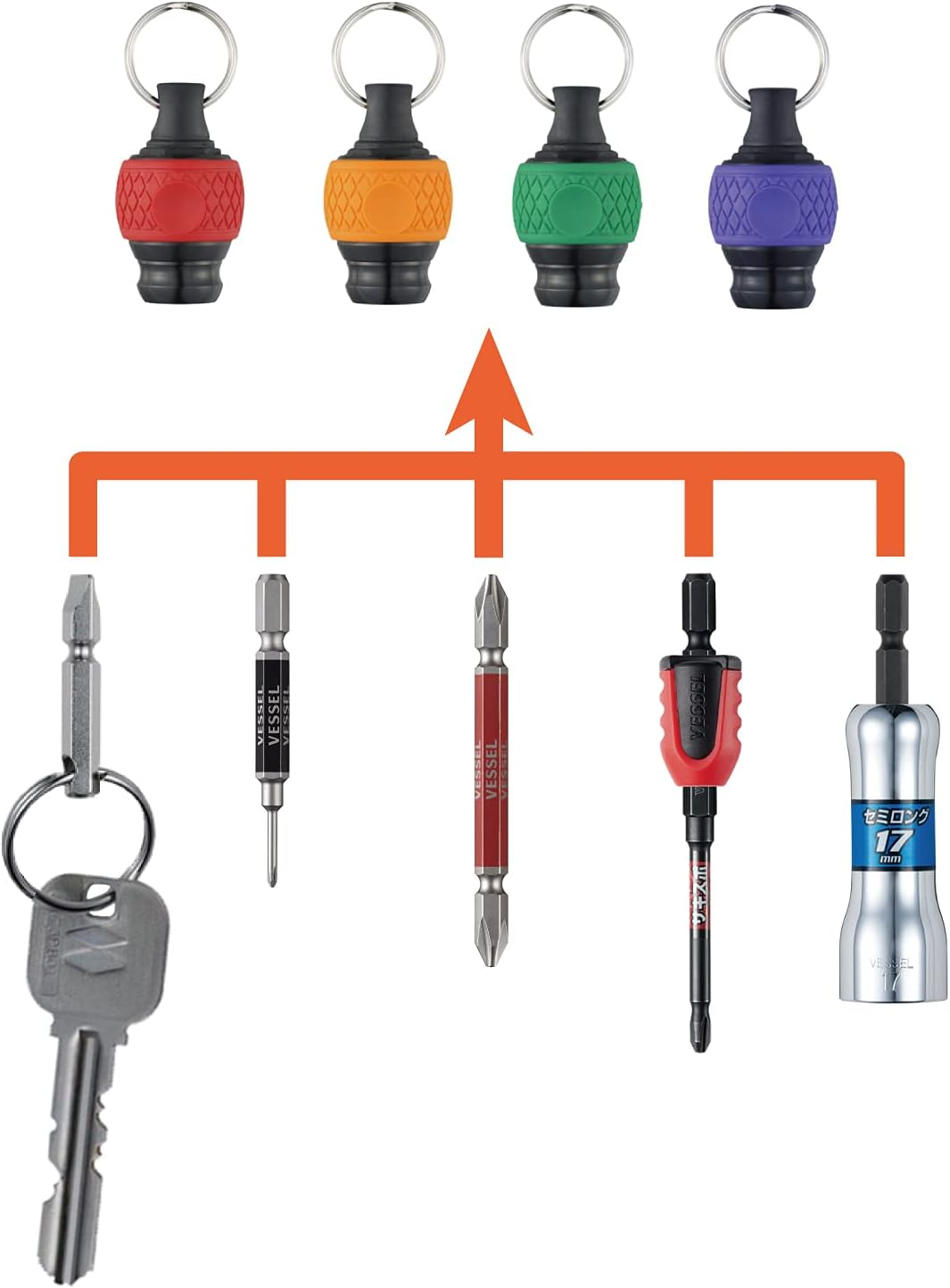 Vessel QB-22K2RY Ball Grip Quick Catcher, 2 Pack (Red & Yellow) Bit Holder image number 6