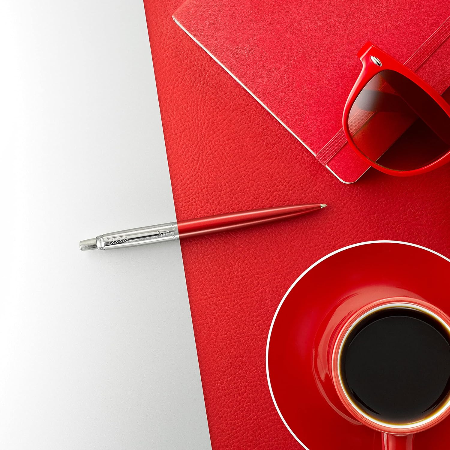 PARKER Jotter Ballpoint Pen, Kensington Red with Medium Point Blue Ink (1953241) - Chelsea Orange Chrome Trim image number 7