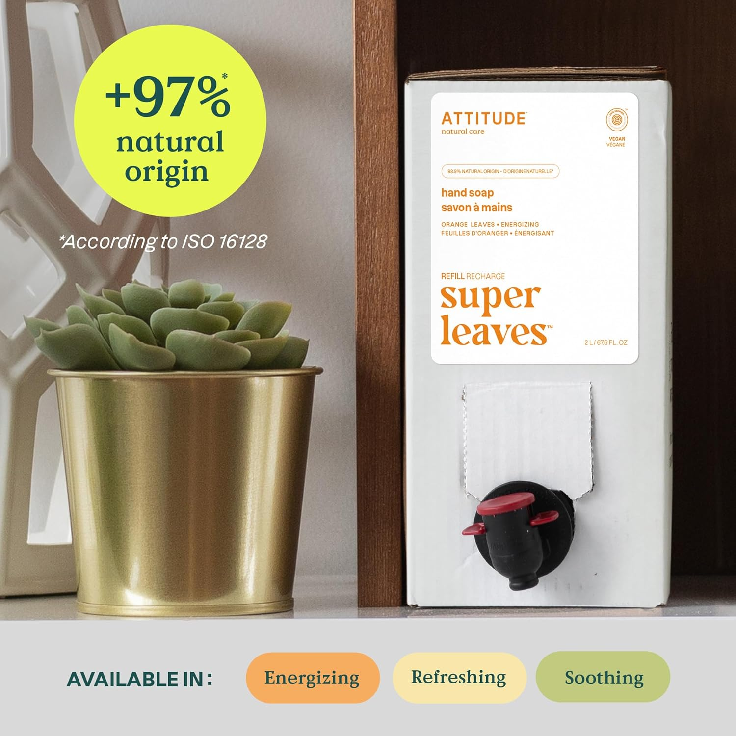 Hand Soap Refill, Bulk-To-Go Packaging, EWG Verified, Natural Non-Toxic Hypoallergenic & Energising, Orange Leaves, 1999Ml image number 3