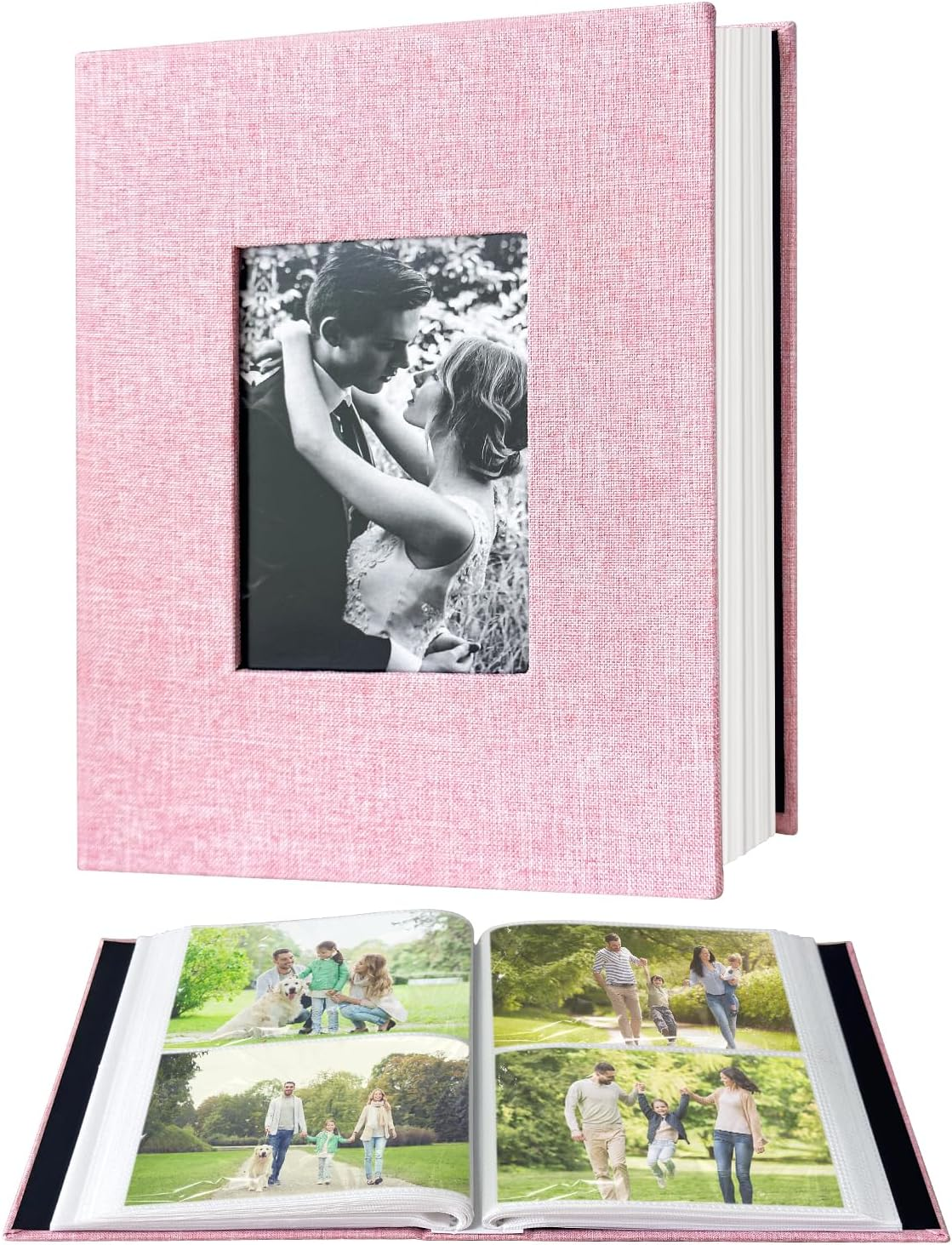200-Pocket Photo Album 4X6 - Slip-In Picture Album with Linen Cover & Display Window, Vertical Photo Book for Wedding, Family, Baby, Anniversary & Vacation Memories (Holds 200 Photos) image number 2