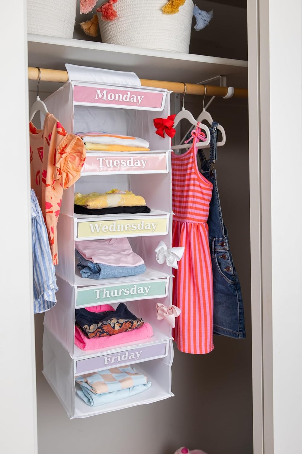 5-Shelf Weekly/Weekday Clothes Organizer for Kids (33&rdquo;) School/Day of the Week, Monday through Friday image number 2