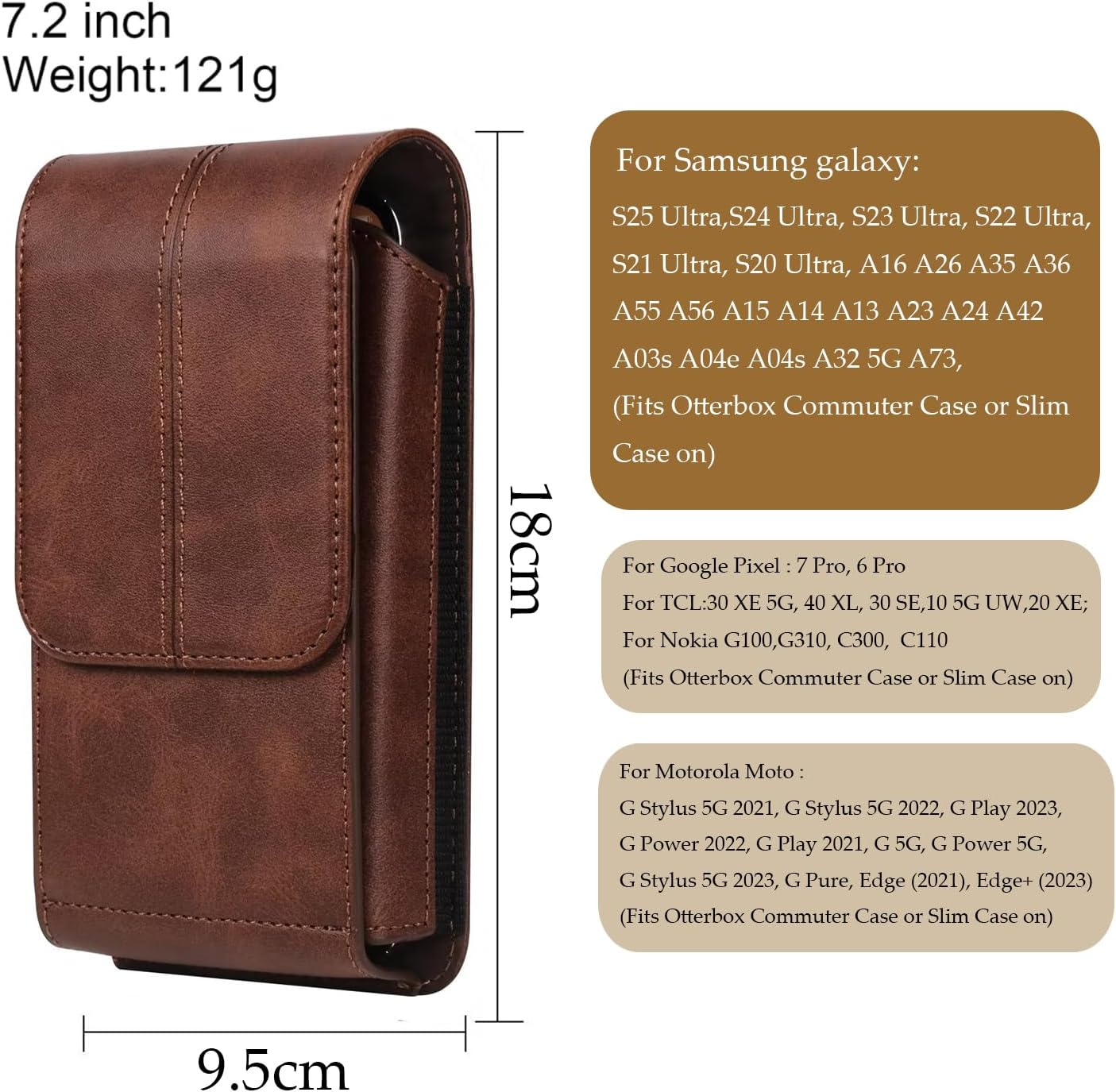Cell Phone Pouch Leather Belt Holster Case Compatible with Samsung Galaxy S25/S24/S23/S22/S21/S20 Ultra, Cell Phone Belt Holder with Clip & Card Slots for Men Women Pouch Phone Sleeve Waist Bag, Brown image number 2