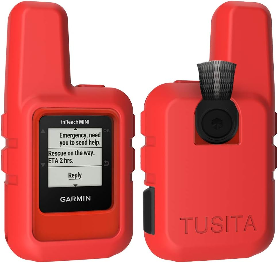 TUSITA Case with Screen Protector for Garmin Inreach Mini GPS - Silicone Protective Cover Skin - Handheld Satellite Communicator Accessories (Black)