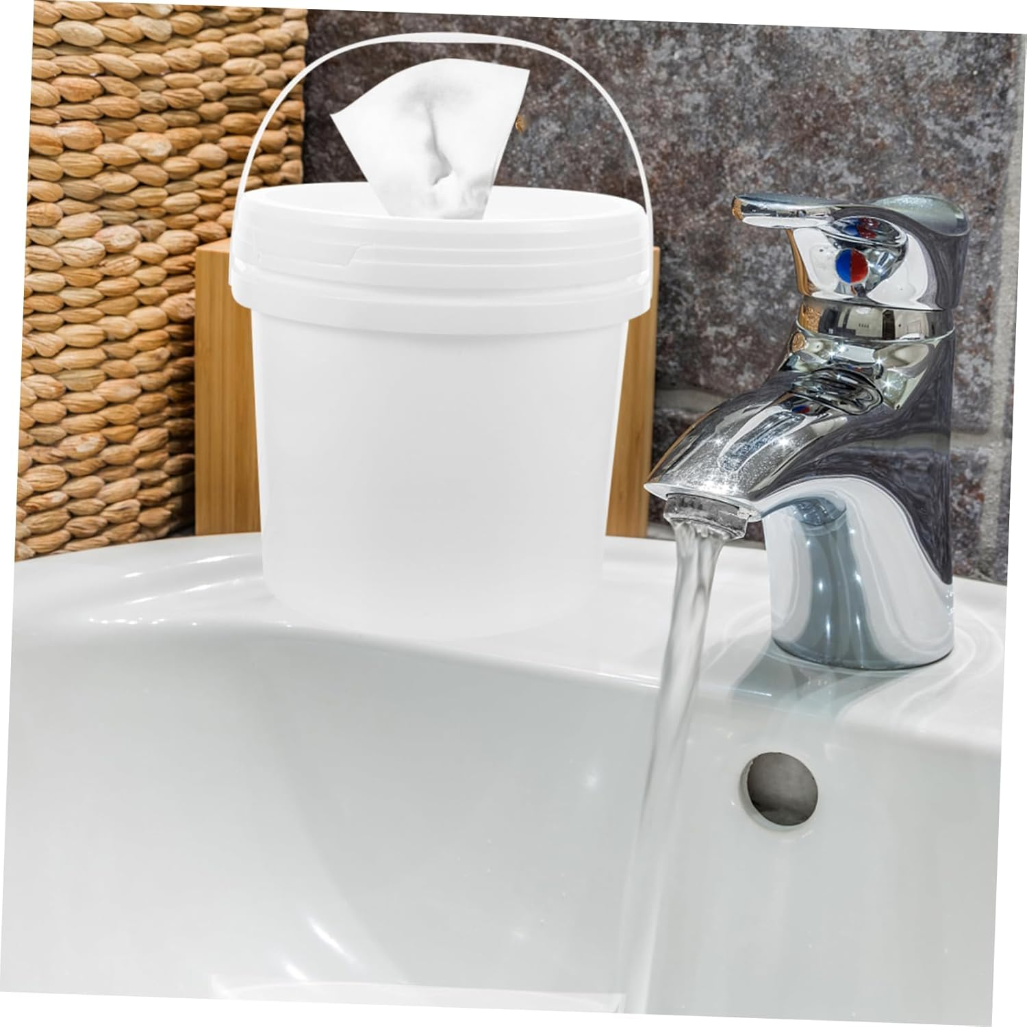 TIDTALEO Refillable Wet Wipes Dispenser Bucket 5L round Wipe Container Lid for Baby and Car Use Reusable Plastic Holder image number 6