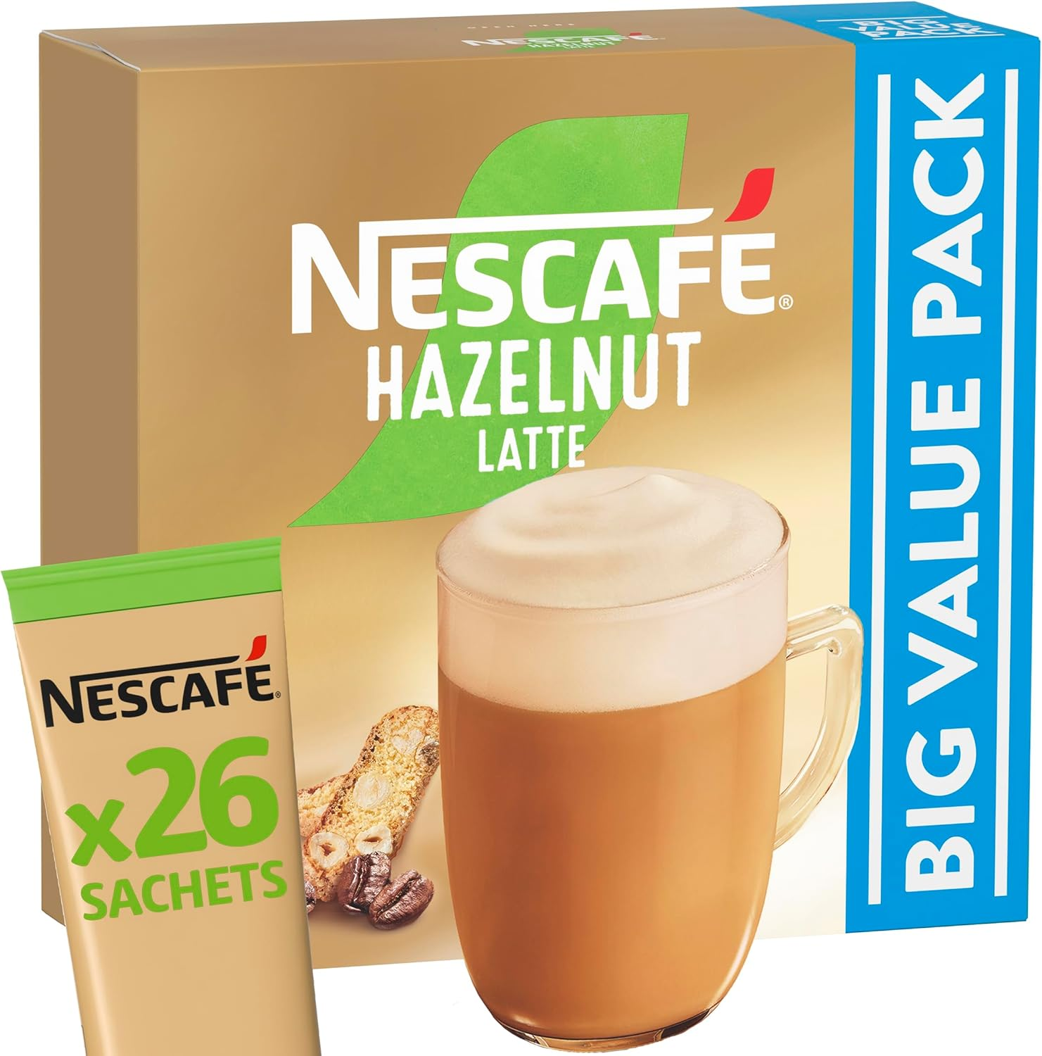 Nescafe Hazelnut Latte Instant Coffee Mixes Sachets 78 Pack (3 X 26 Pack) image number 4