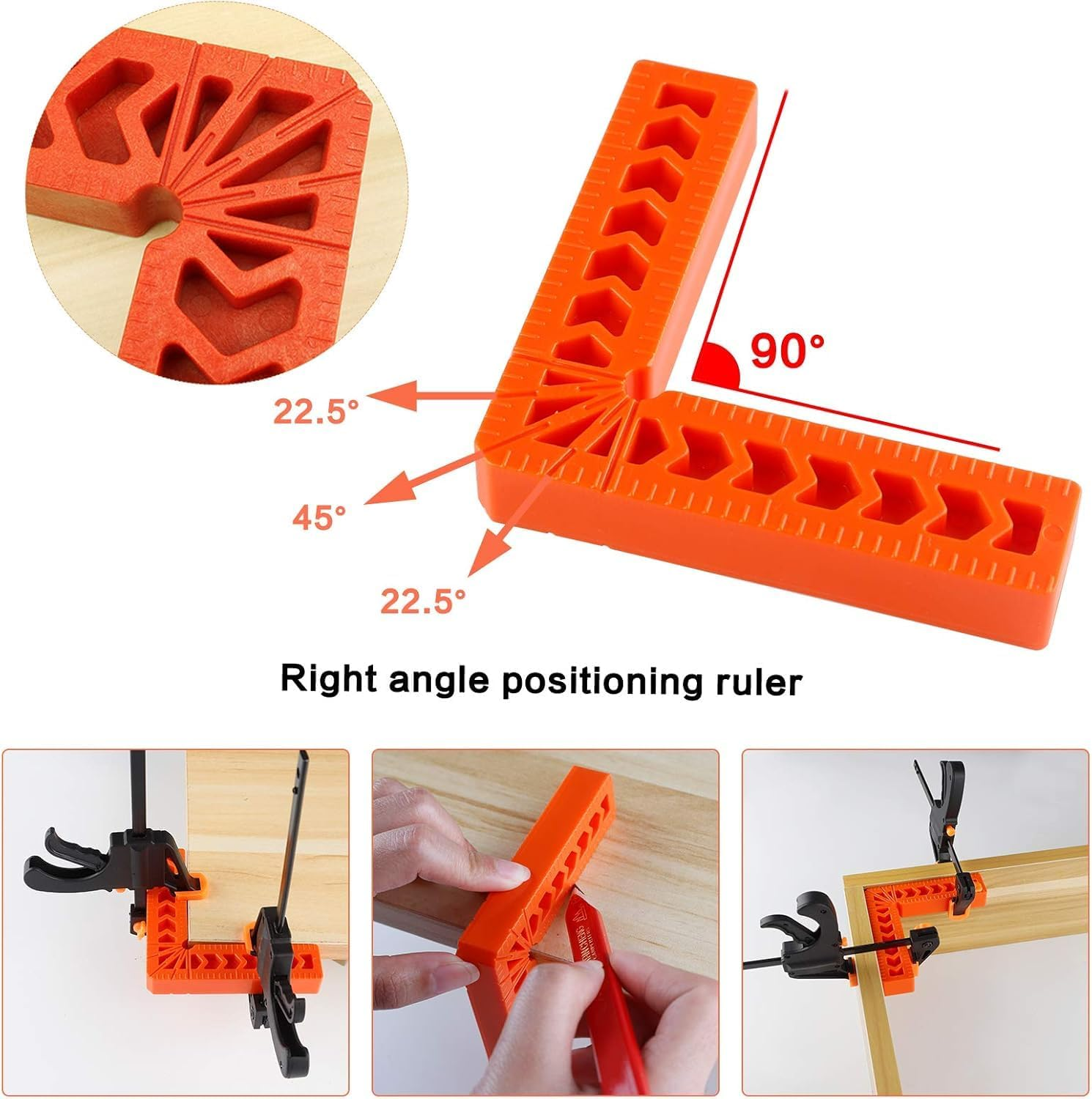 JINTANG Set of 6 One-Hand Clamp Set, Screw Clamp Tensioner Right Angle Clip Positioning Squares 90 Degree 4 Inches and F-Shaped Rod Clamps Quick Grip Clamps Set image number 4