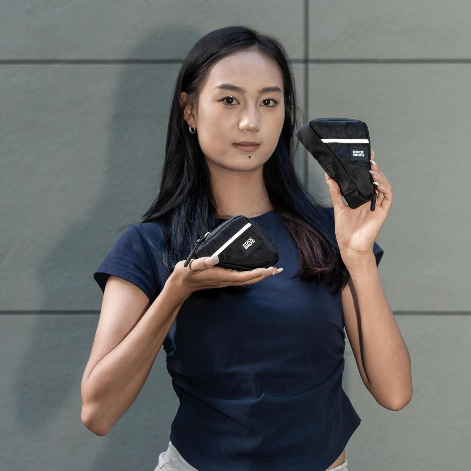 ROCKBROS Bike Frame Pouch Triangle Bike Pouch - Waterproof Small Bicycle Accessories for Boys Girls Men Women (Black) - Army Green image number 5