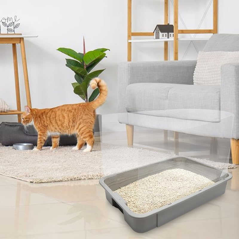 3 X Cat Litter Tray, Pee Shields, Splash Guard, High Side, Open Top, Cat Litter Tray, Easy to Clean, White (Cat Litter Tray Not Included)