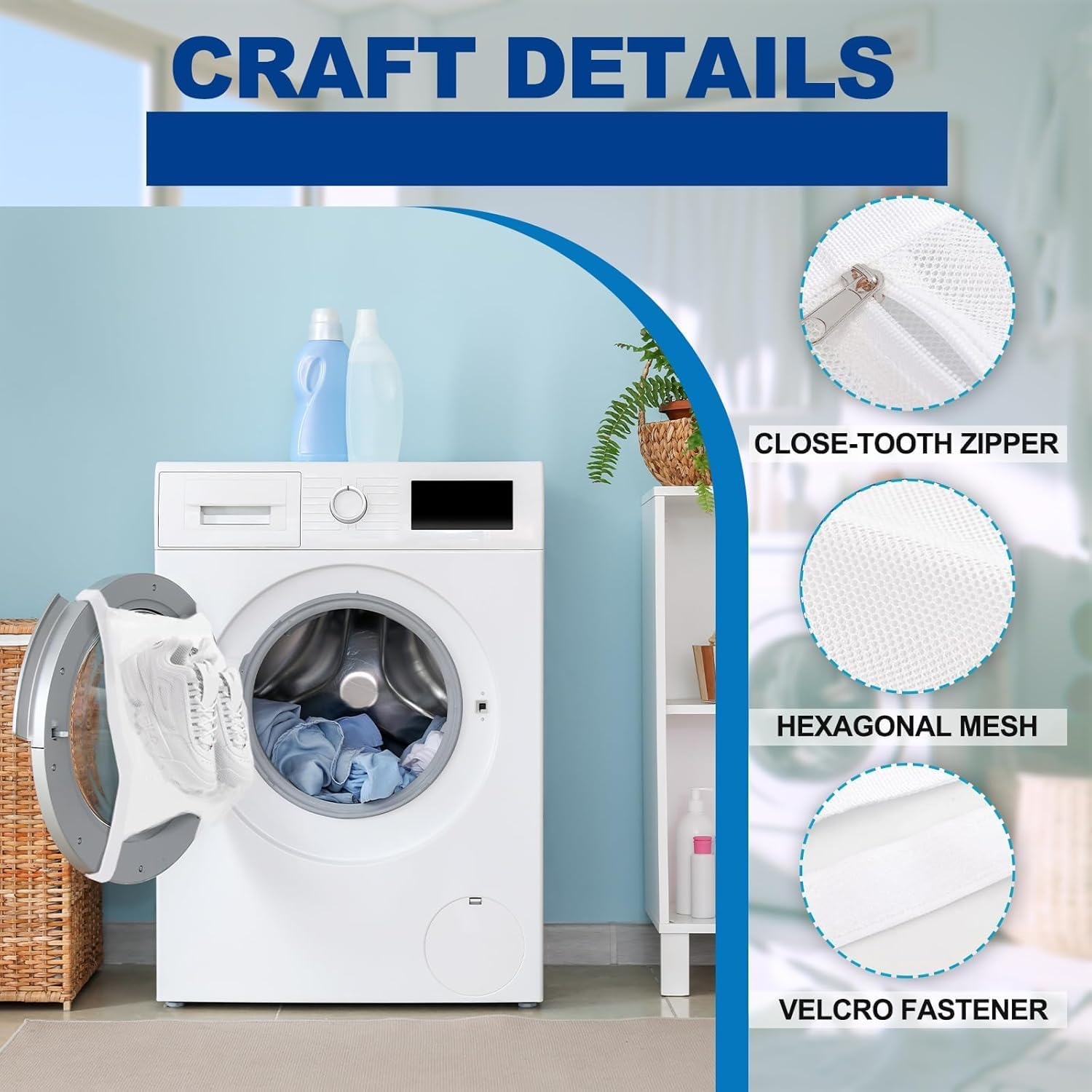 Sneaker Wash Dry Net Bag, 1Pc Sneaker Drying Mesh Bag, Large Shoe Drying Mesh Bags,Laundry Bags Sturdy Shoe Drying Mesh Bags,Smooth Zipper Sneaker Laundry Bags,Shoe Bag Sturdy Shoe Drying Mesh Bags image number 4