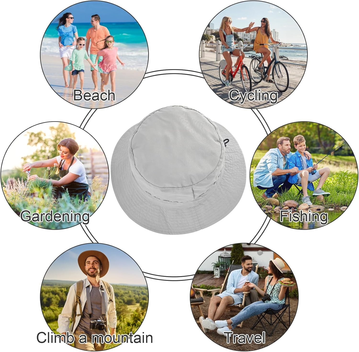 Velado Sun Hat for Women Men Wide Brim Bucket Hat UPF50 UV Protection Adjustable Cap for Summer Fishing, Hiking, Camping, Garden, Farming, Outdoor Exercise - Grey image number 3