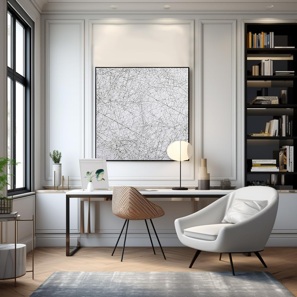 Bgraamiens Puzzle-The Lines -1000 Pieces Black and White Simple Fashion Challenge Blue Board Jigsaw Puzzles image number 1