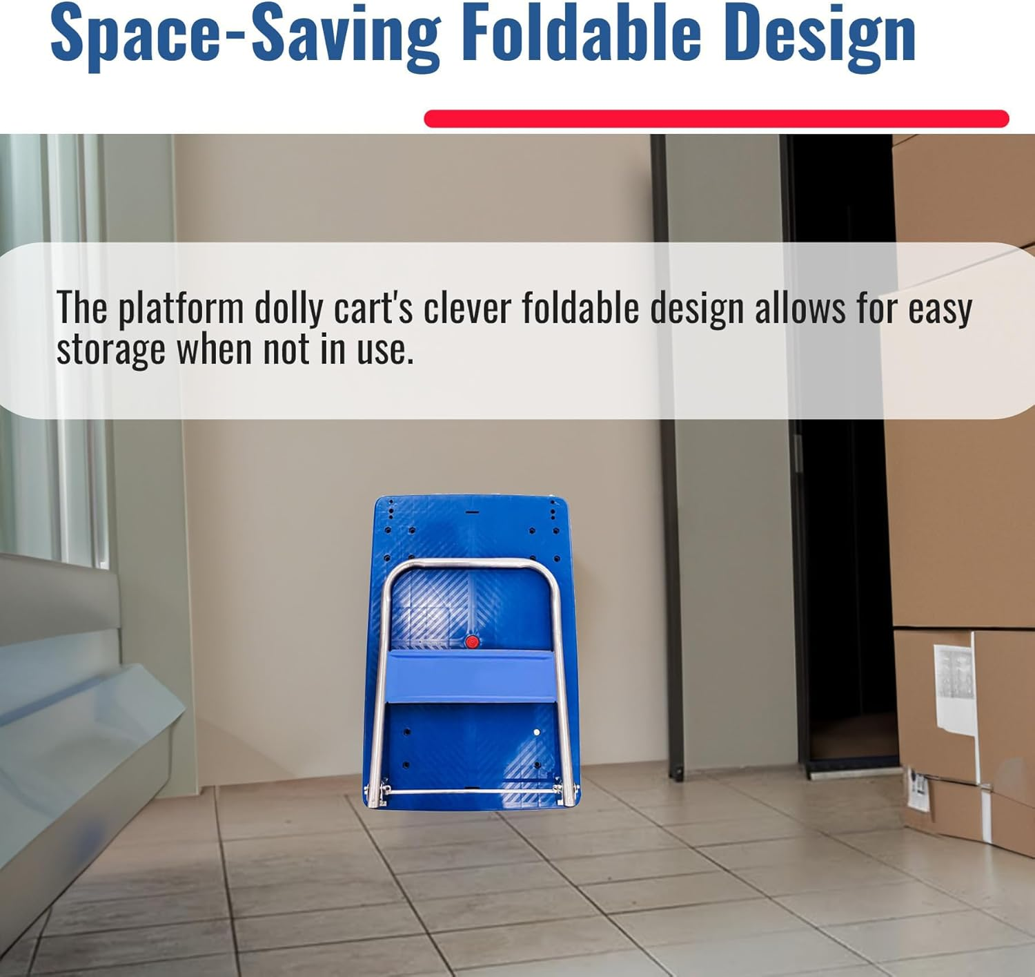 Flatbed Cart, 90X60X86Cm, 300Kg Heavy Duty Capacity Platform Hand Truck 360 Degree Swivel Wheels Foldable Push Hand Cart for Loading and Storage image number 1