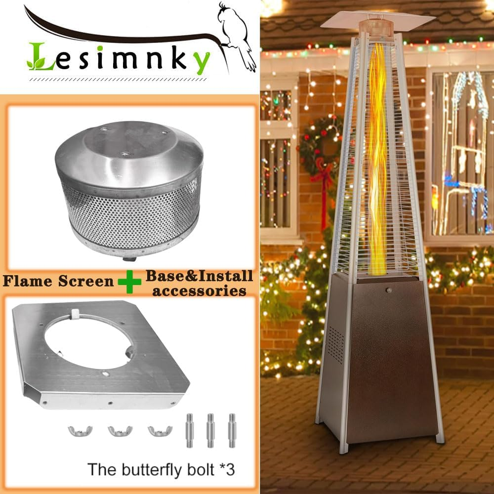 Patio Heater Burner Emitter Screen & Base 4-Sided Pyramid Patio Heater Replacement Parts 304 Stainless Steel, Burning Net Heating Parts Applied to Most Square Glass Heater (Burner Screen & Base) image number 1