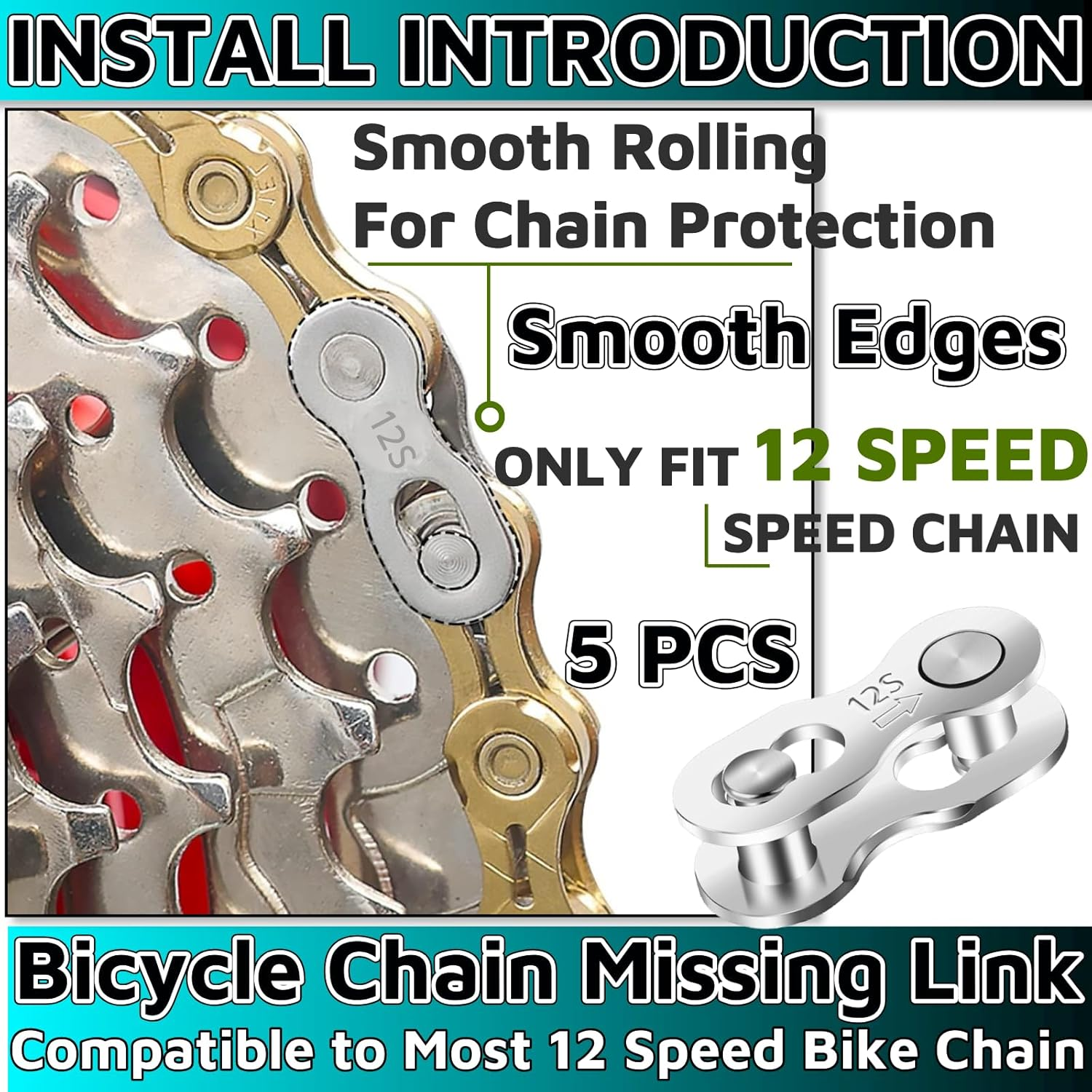 Missing Link 5 Pairs for 12 Speed Chain Master Link for Bicycle Chain Bike Chain Links 12 Speed Bike Chain Master Link Quick Link Bike Parts Bicycle Parts Mountain Bike Parts Chain Connector Link image number 6