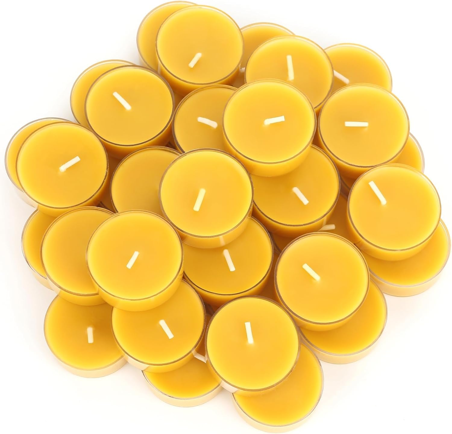 EP Leben 36 Pcs Beeswax Tealight Candles- 4 Hour Burn Time 100% Pure Beeswax Candles Burn Evenly and Clean Bees Wax Candles Bulk Smokeless Beeswax Tea Lights for Relaxing Air Purification image number 5