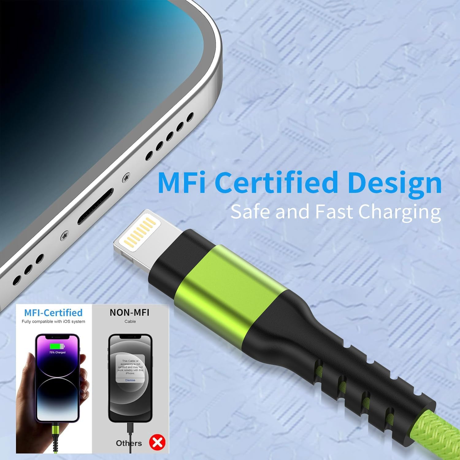 GOPALA Iphone Charger Cord 0.3M, 2Pack Short Lightning Cable for Car Fast Charging Braided USB to Lightning Cable Compatible with Apple Iphone 14 13 12 11 Pro Max 10 8 7 6 Ipad image number 2