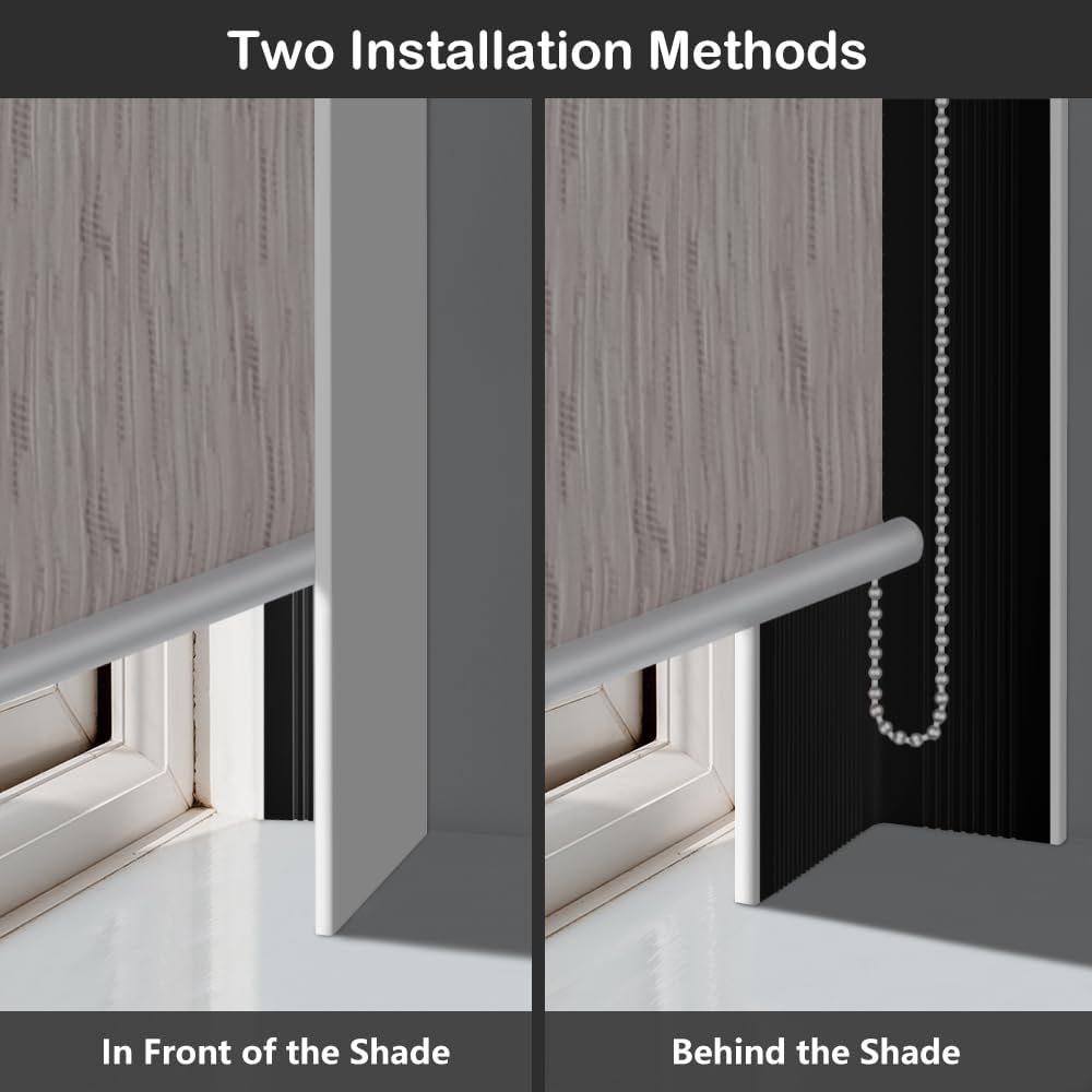 KELIXU 100% Blackout PVC Light Blockers for Roller Blinds Window Shades, Light Blocking Strips Block Light along Two Sides of Windows, Easy to Install, 43 CM L X 3.5 CM W X 0.2 CM H-8 PCS - White - White image number 2