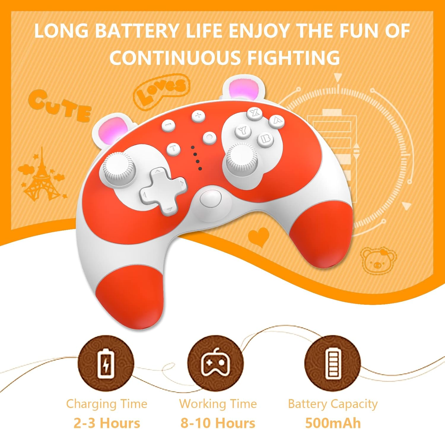 DYONDER Switch Pro Controller for Switch/Lite/Oled, Mini Wireless PC Gaming Controllers for Kids(Yellow) image number 2