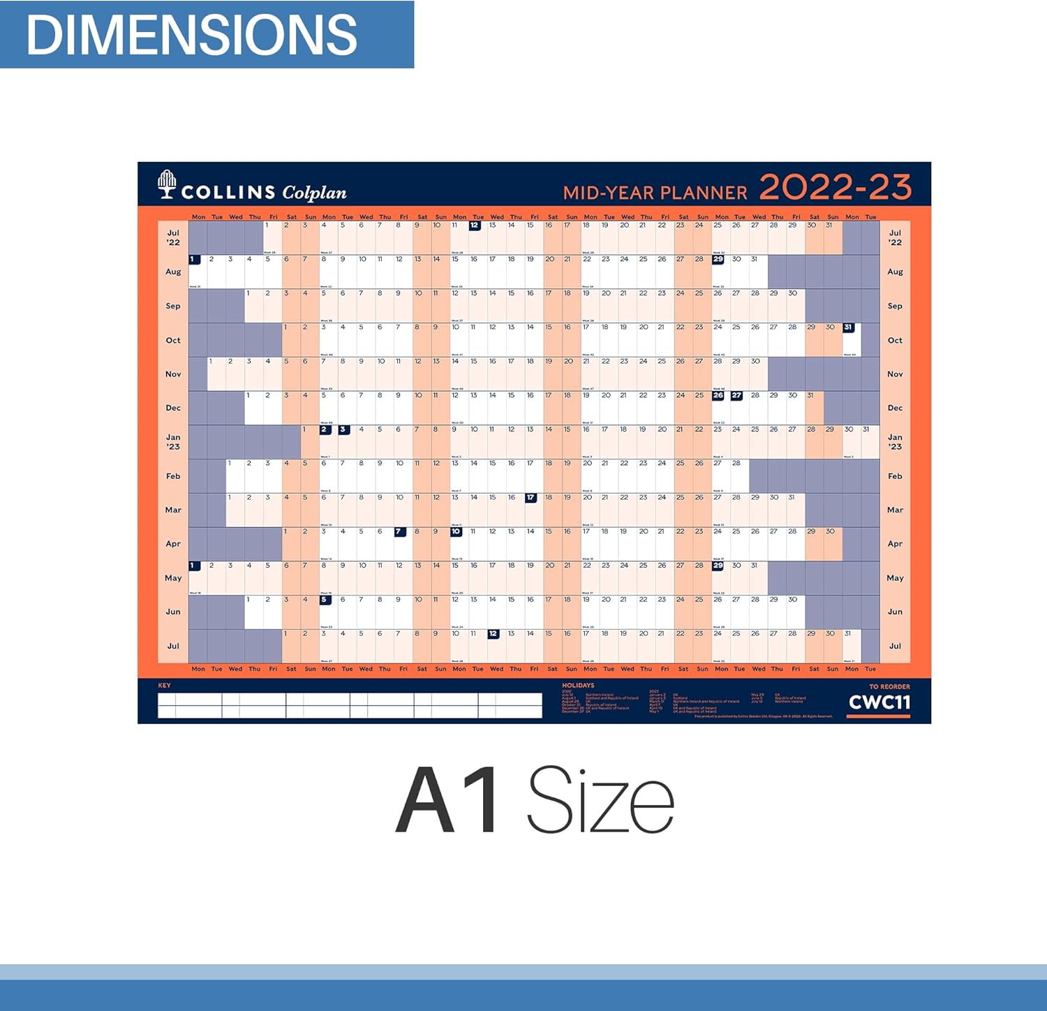 Collins Calendar, Orange, A4 (297 X 210)