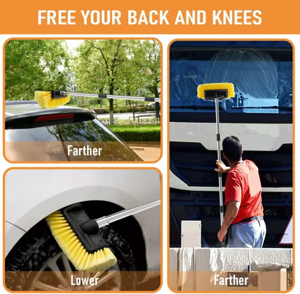 Car Wash Brush with Telescopic Handle, 52-157 Cm, Soft Bristle, No-Scratch for Cars, Trucks, Boats image number 6