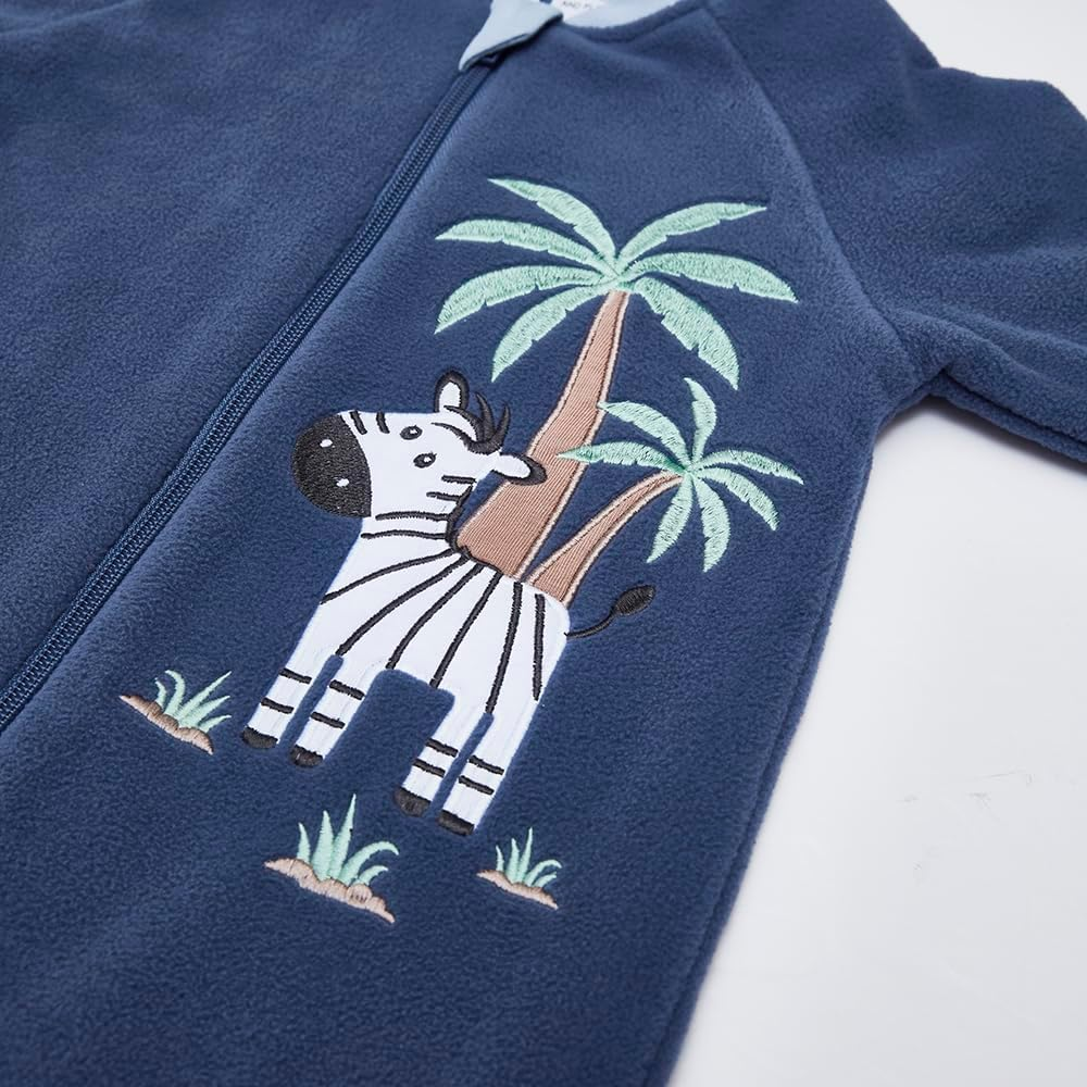 Snugtime Cotton Linedfleece Sleep Suit, Zebra, Size 0 image number 3