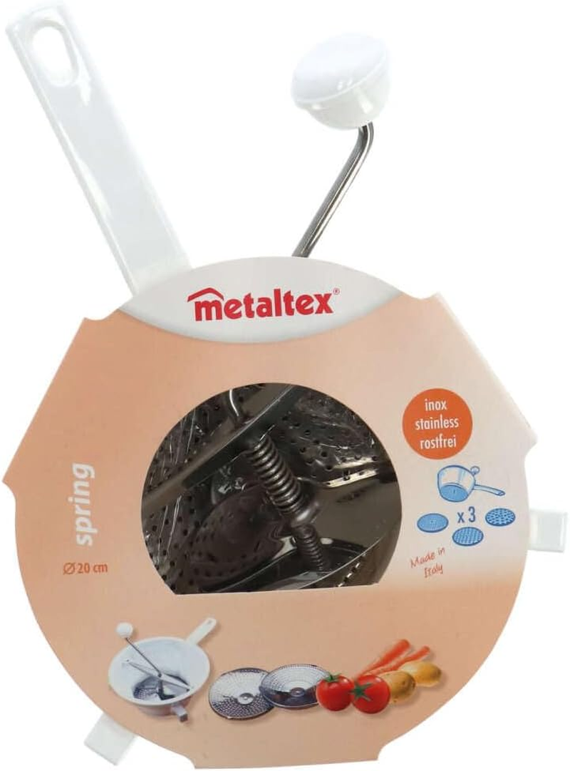 Metaltex Polypropylene 3 Stainless Steel Blades Food Mill, 20 Cm Diameter, White/Silver image number 2