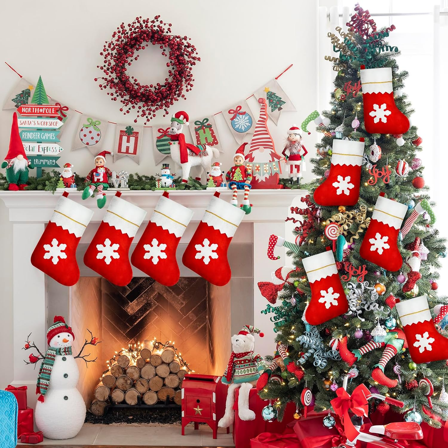 100 Pieces Red Felt Christmas Stockings image number 1