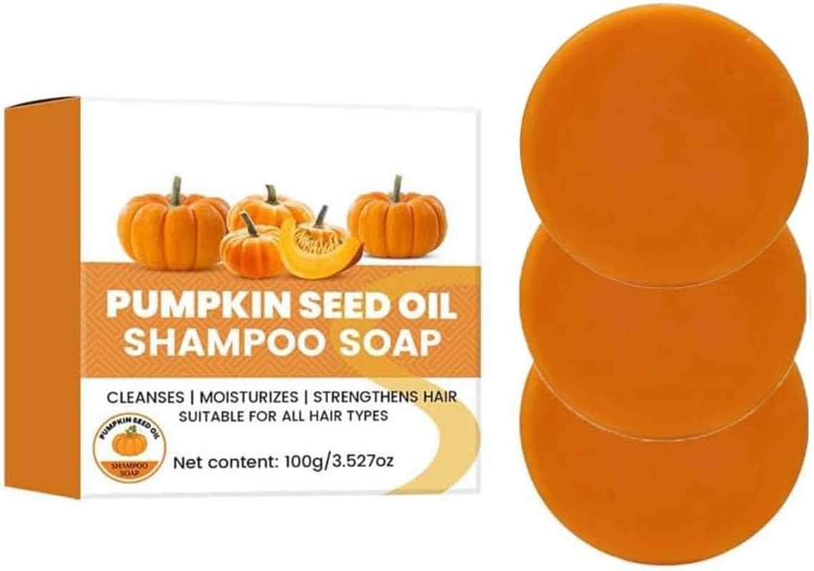 Pumpkin Seed Oil Shampoo Bar, for Hair Growth Repair, Solid Moisturizing Shampoo Soap for Dry, Damaged Hair, Nourishing Vegan Hair Care, Conditioning Bar for Thicker, Healthier Hair (4PCS)
