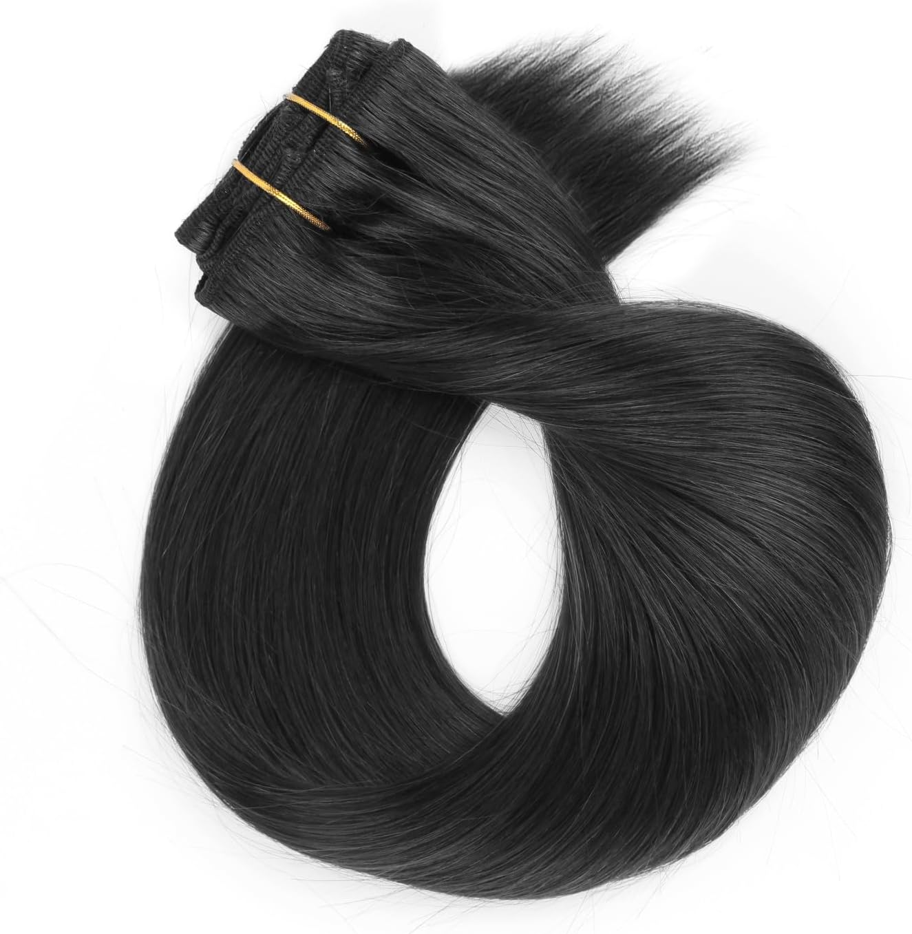 ABH AMAZINGBEAUTY HAIR 22 Inch Clip in Hair Extensions Real Human Hair Jet Black Straight Thick Remy Hair Extensions #1 8Pcs 120G