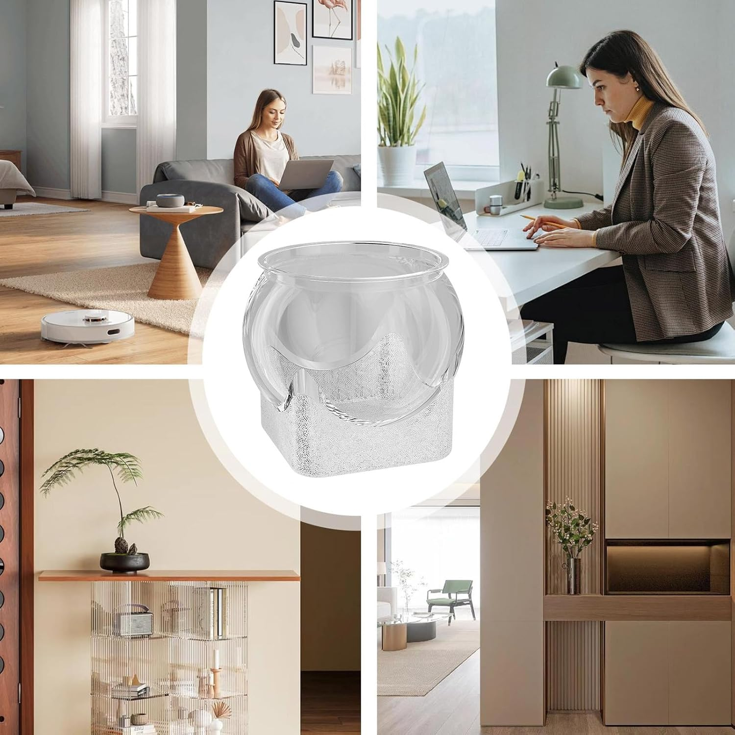 Round Fish Tank - Clear Aquarium Betta Fish Tank | Planter Decor for Home Living Room Bedroom Bathroom Desk Workplace Dorm image number 3