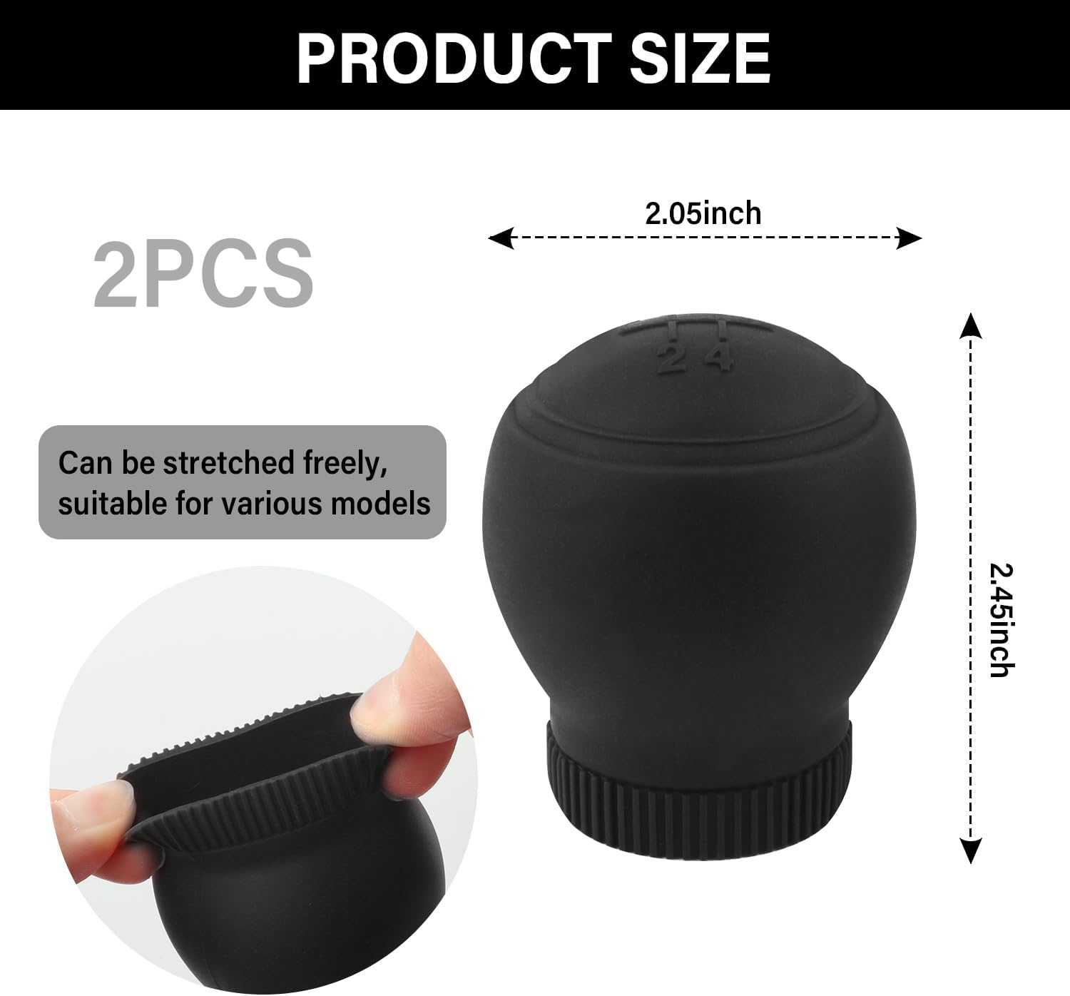 2PCS 5 Speed Car Gear Shift Cover,Anti Slip Silicone Shift Knob Cover Car Decorations Protects Shift Knobs,Universal Manual Shifter Cover Car Accessories Interior (Black) image number 4