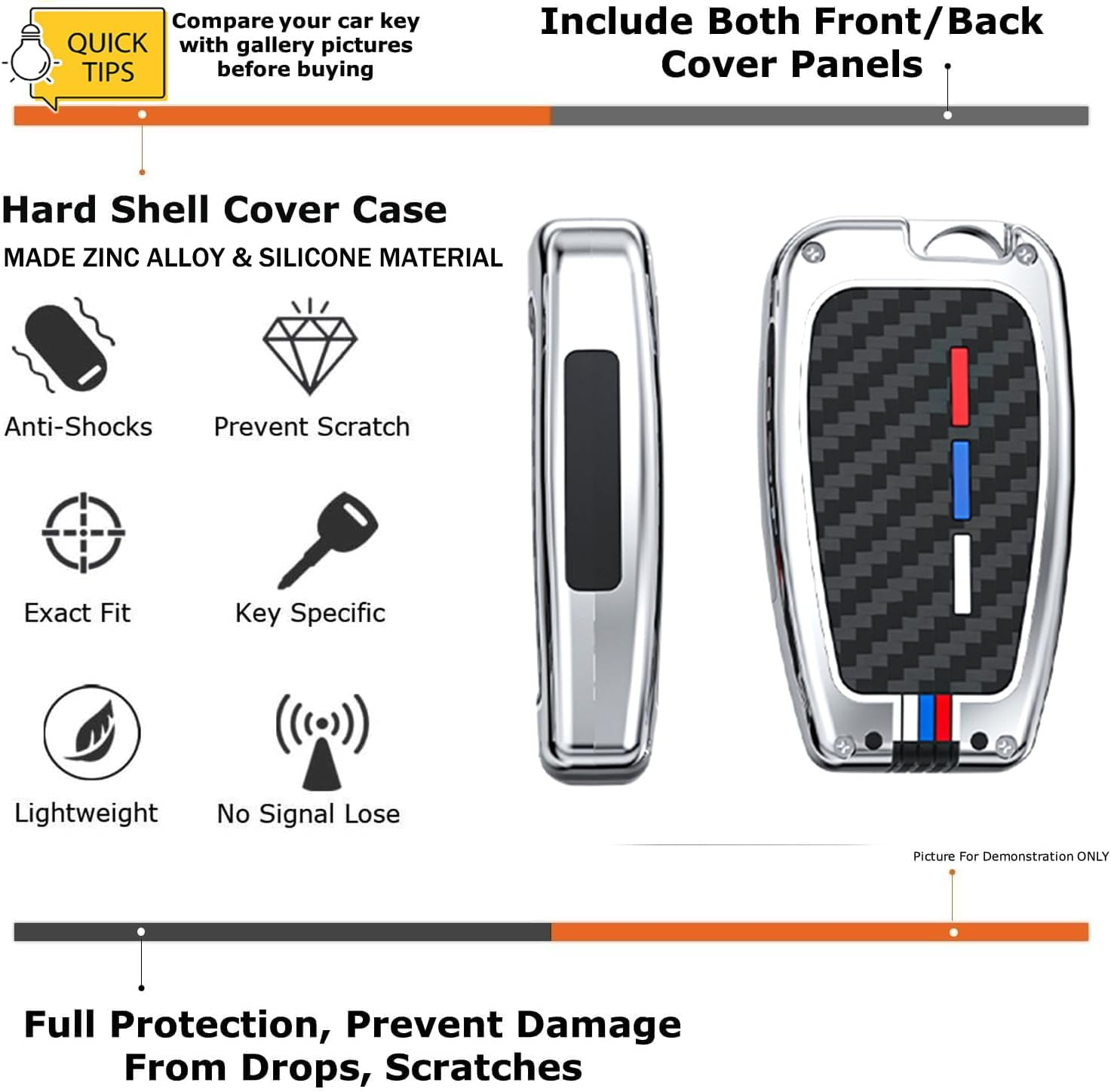 Ontto Luminous Car Key Cover Fit for Toyota RAV4 Camry Prius Prime Avalon C-HR GT86 Highlander Prado Yaris Metal Smart Shell Case Key Holder Keyring Keychain Accessories 2 Buttons Black - 3 Buttons Klaxon-Black image number 6