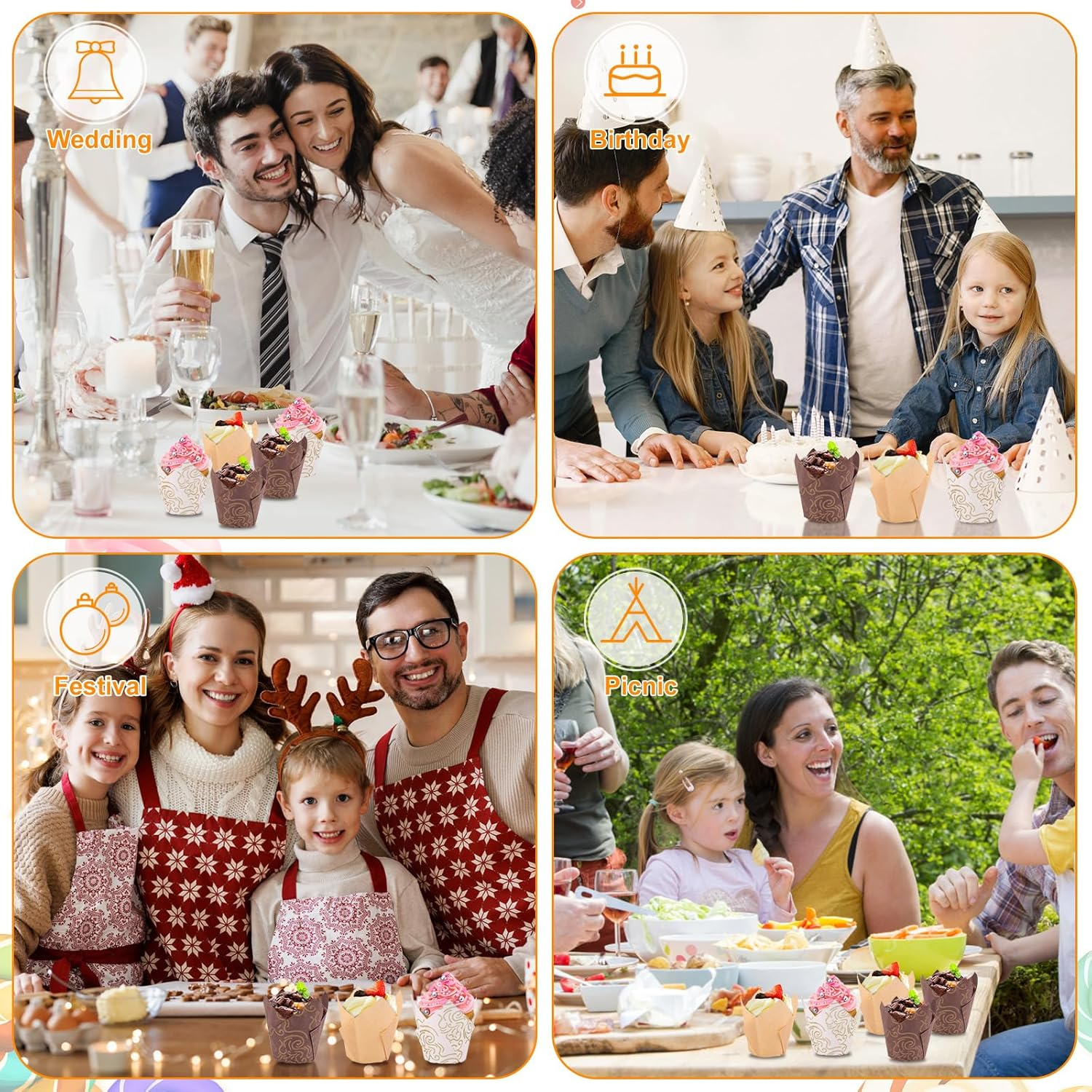 Paper Muffin Liners 300PCS Cupcake Liner Paper Tulip Cupcake Liners Paper Baking Cups Greaseproof Muffin Liners Holders Unbleached Cupcake Liner Bake Choice Nordic Paper for Party Wedding Birthday image number 5