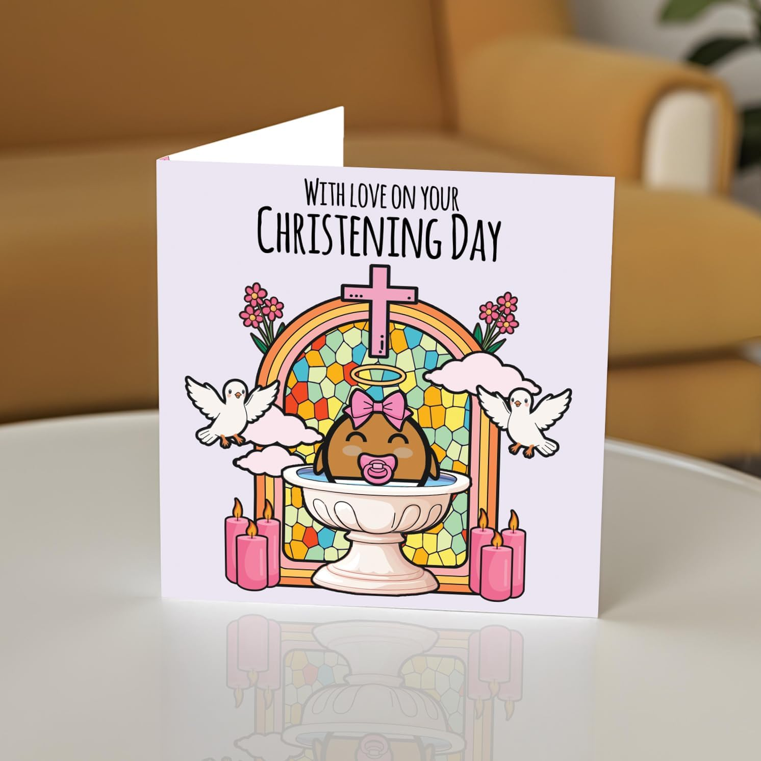 Christening Cards for Girls - on Your Christening Day - Congratulations Card, Communion Gifts for Girls, 145Mm Christian Gifts Religious Greeting Cards image number 1