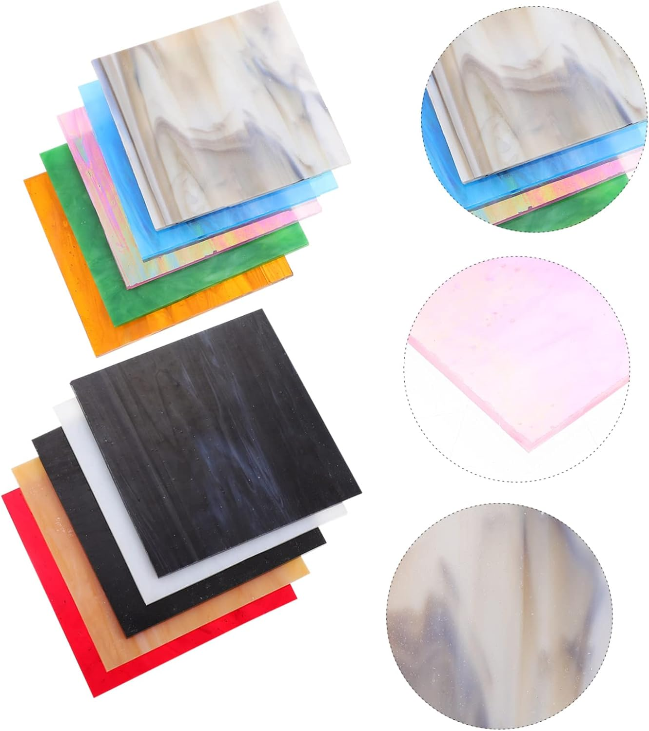 Tofficu 10Pcs Sheets Mica Slice Cathedral Stained Glass Stained Glass Panels Lamp Glass Mural Water Ripple Translucent Tiles Glass Glass Decorate Glass Plate
