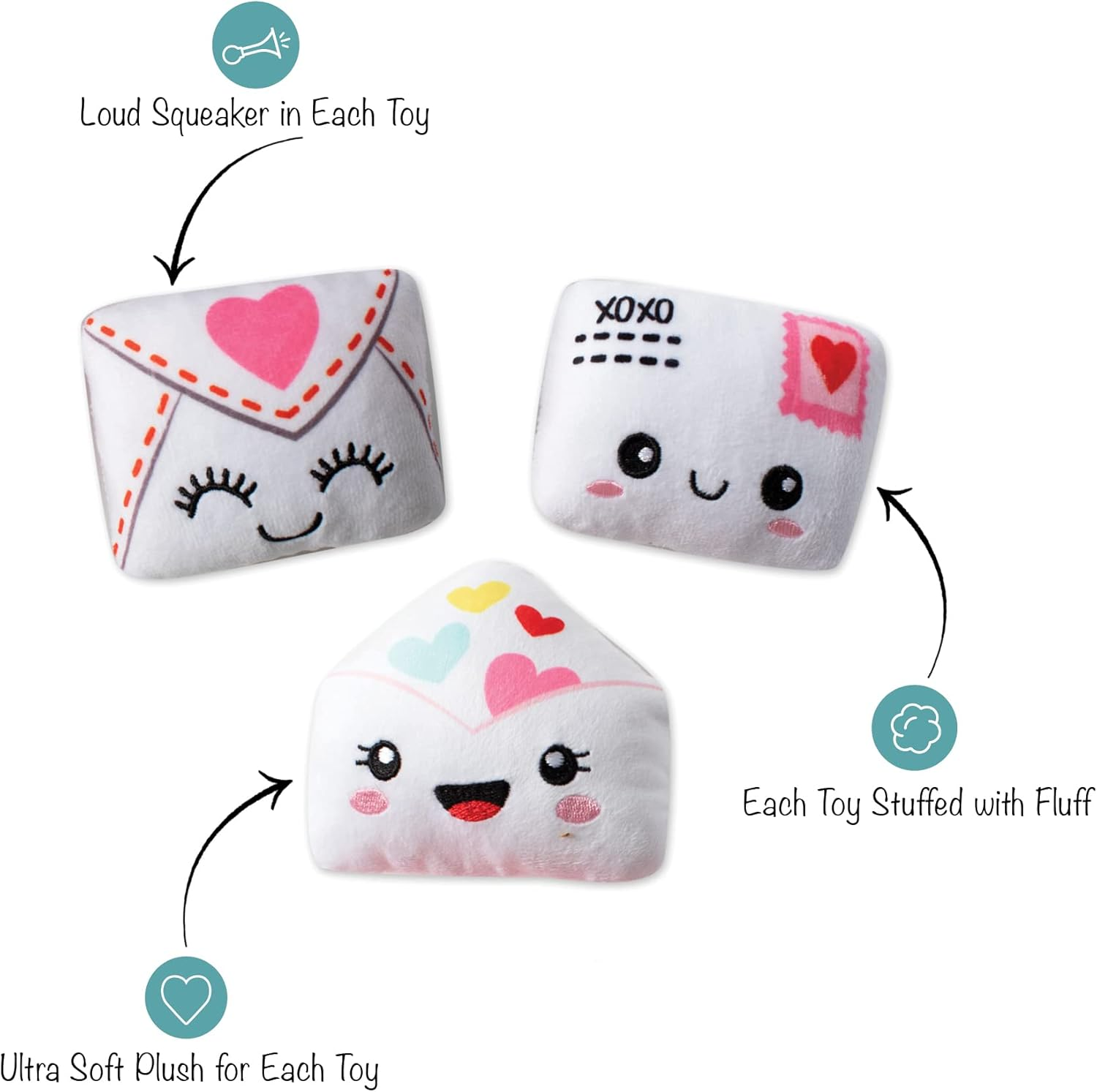 Fringe Studio Plush Dog Toy, 3 Pieces Set, Sealed with a Kiss, Pet Shop Collection (289534) image number 2