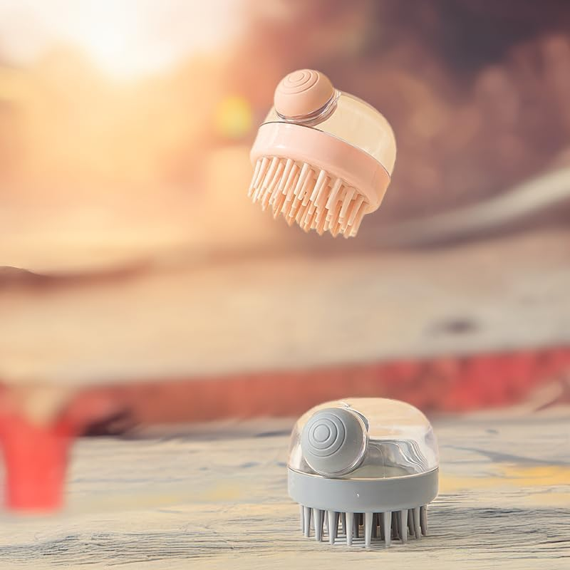 Dog Bath Scrubber Brush, Pet Dog Grooming Massage Shampoo Bath Brush with Soap and Shampoo Dispenser Soft Silicone Bristle for Long Short Haired Dogs Cats Shower 2 PCS image number 2